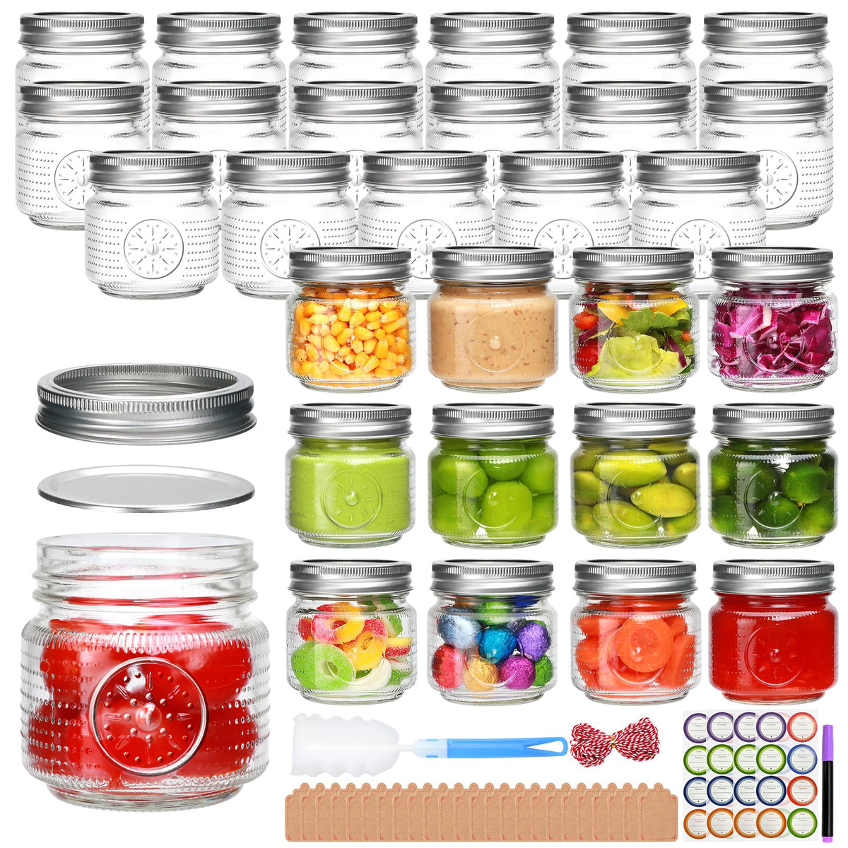 Encheng front packaging showing 30 mason jars and tidy presentation benefit