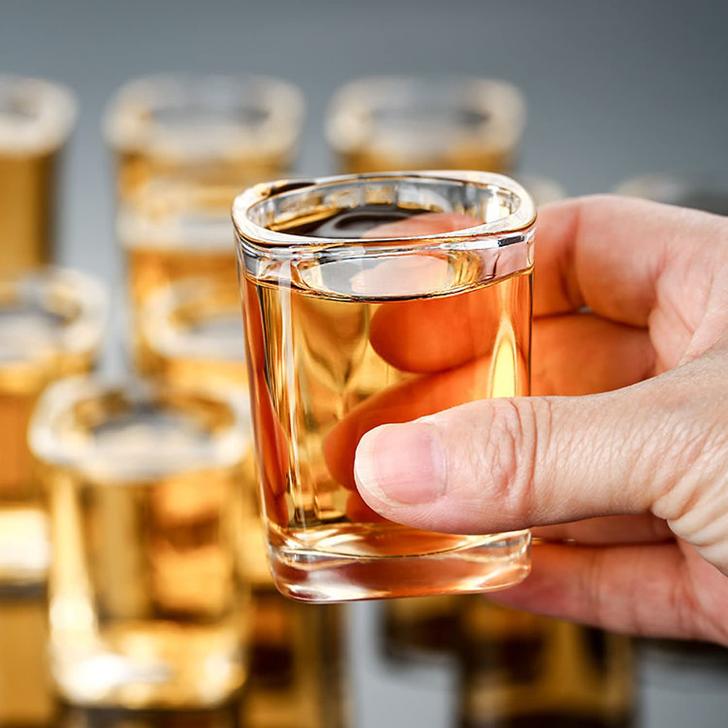Encheng shot glass in use with espresso shot demonstrating refined presentation