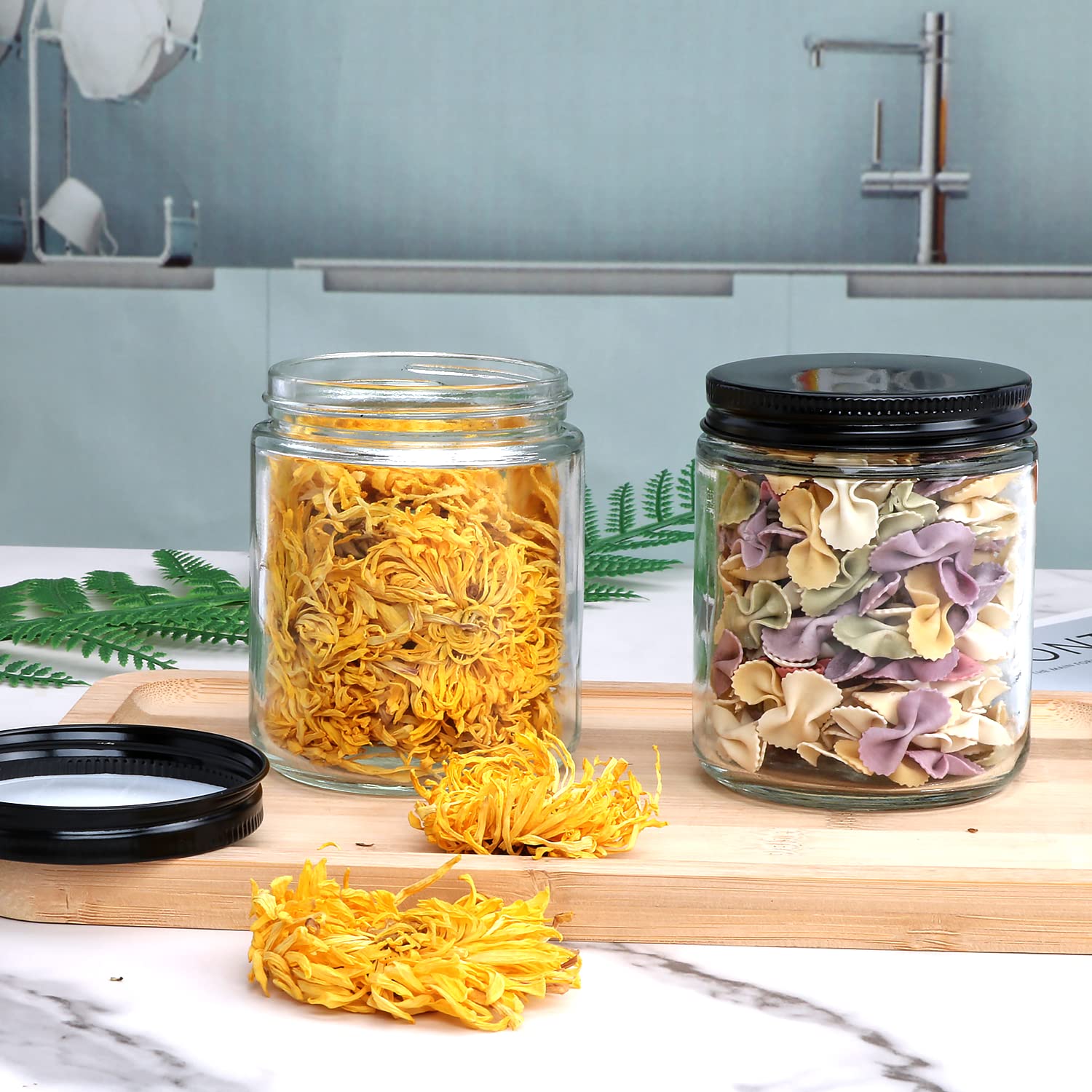 Encheng jars on kitchen shelf showing organization and aesthetic benefit