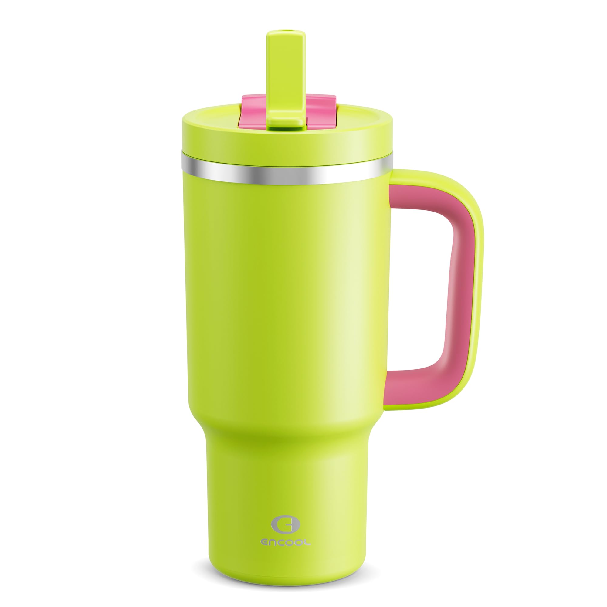 ENCOOL front view acid green tumbler showing color and capacity benefit