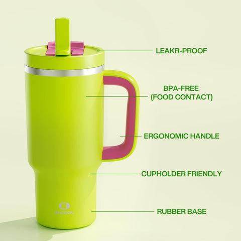 ENCOOL straw and mouthpiece view for easy sip-on-the-go benefit