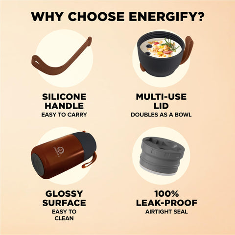 ENERGIFY 24oz jar next to a smartphone for size scale and easy bag fit