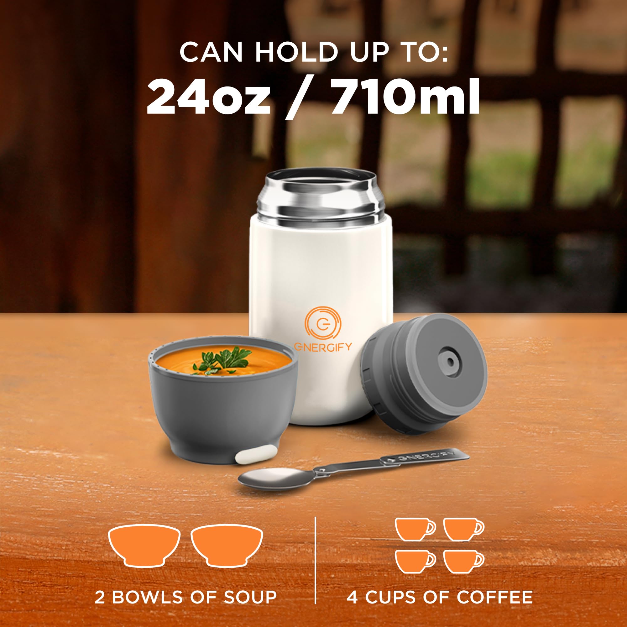 ENERGIFY jar beside common items to show 24oz size and everyday portability