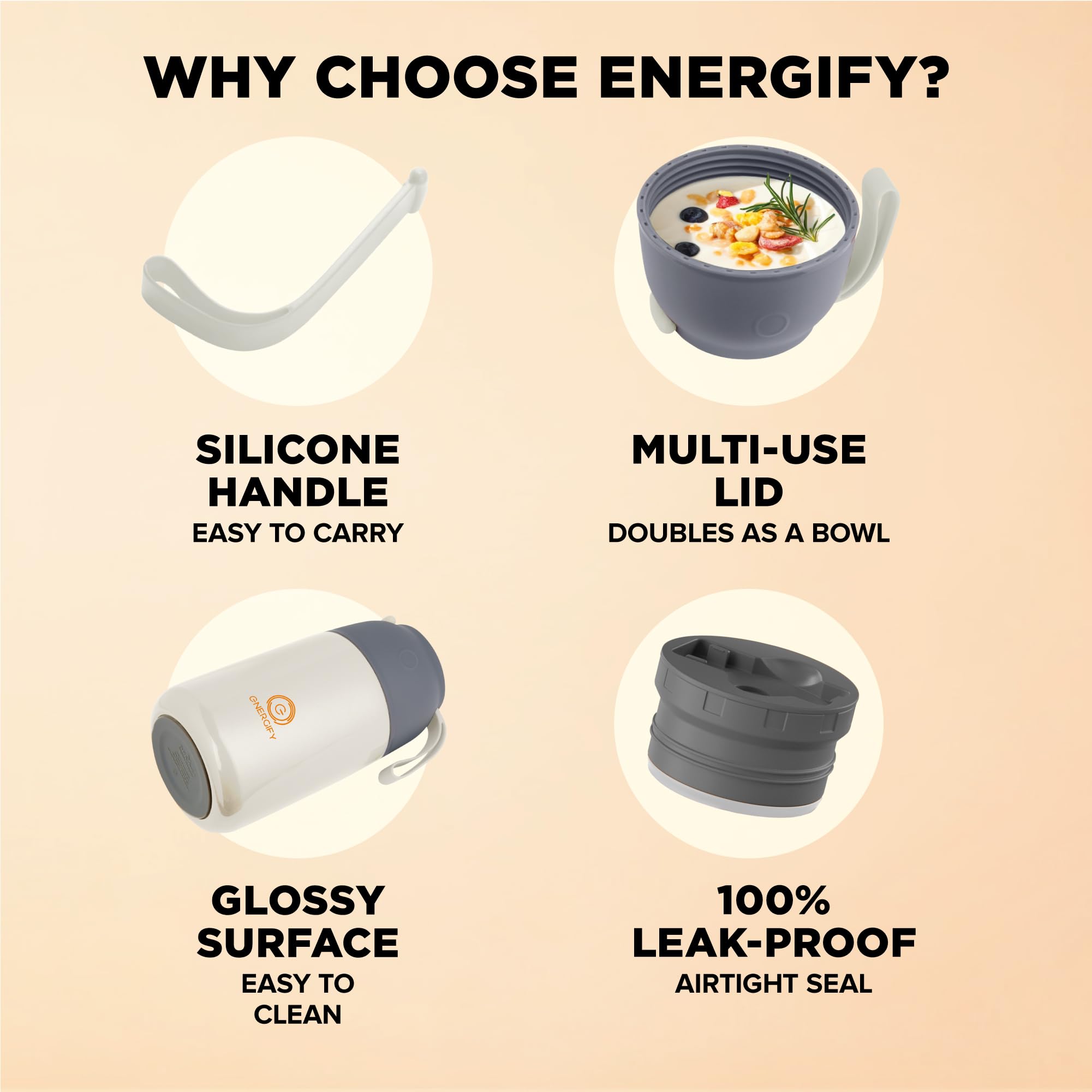 ENERGIFY stainless interior close-up showing durable surface and easy cleaning