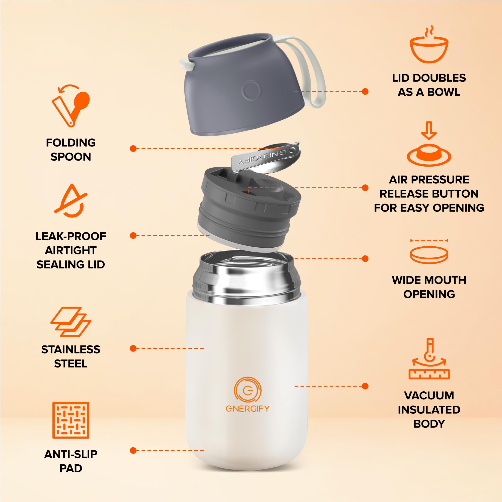 ENERGIFY wide mouth top view highlighting easy filling and scooping convenience