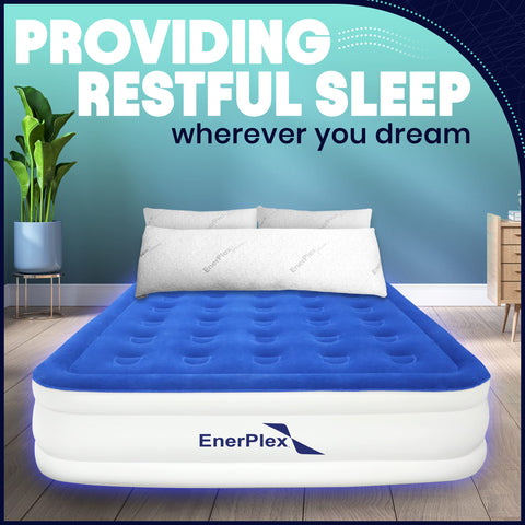 EnerPlex pillow with zippered cover open showing removable adjustable fill
