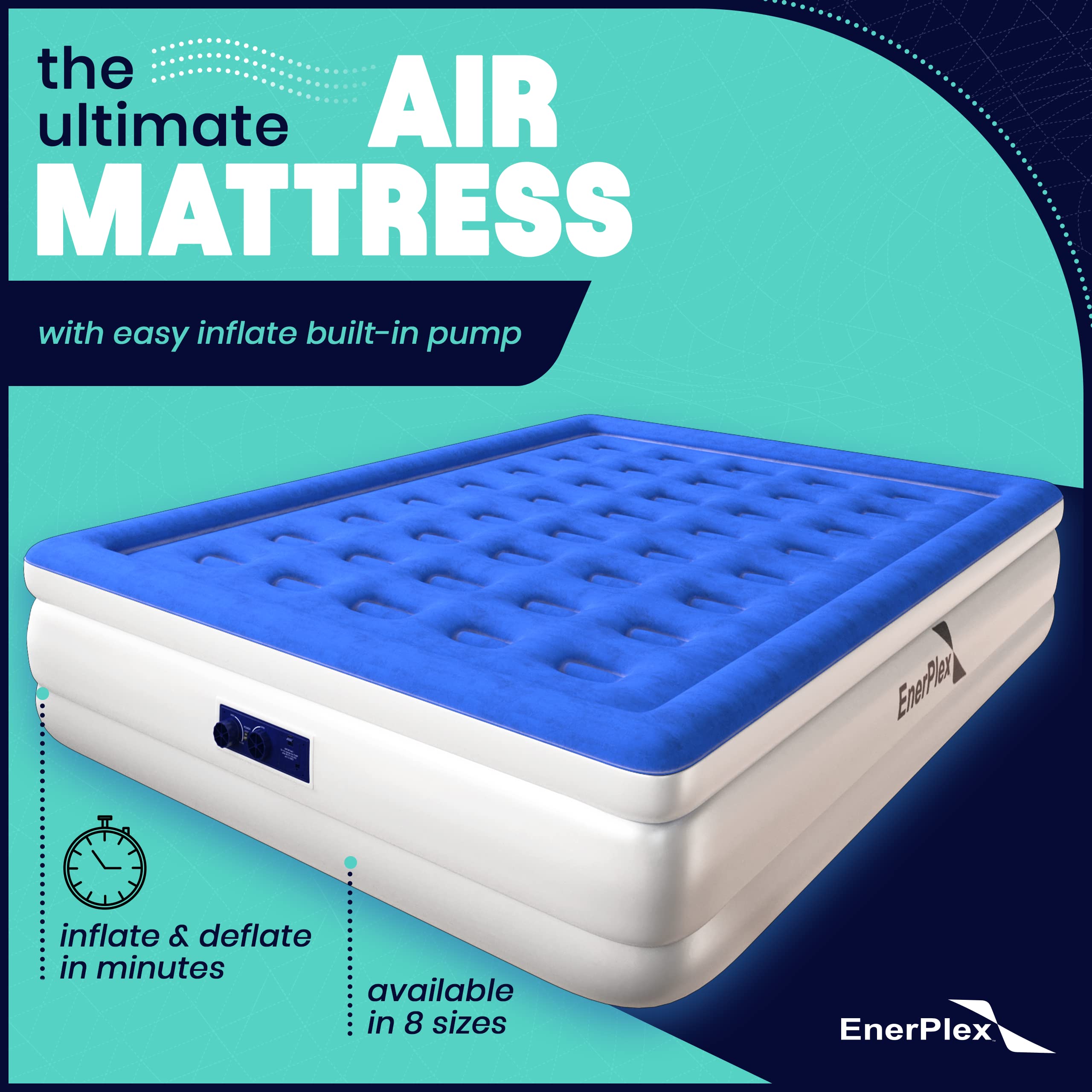 EnerPlex built-in pump close-up highlighting fast inflation convenience