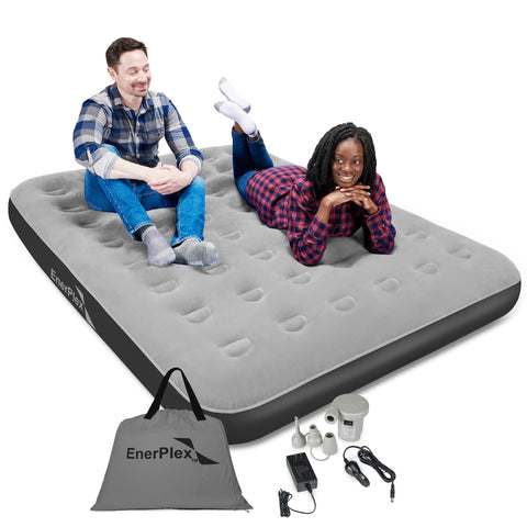 EnerPlex front view of queen air mattress showing full sleeping surface and firmness benefit