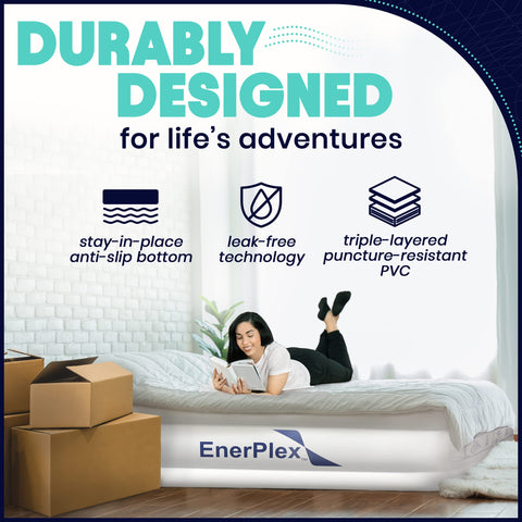 EnerPlex rolled and packed mattress showing compact storage ease