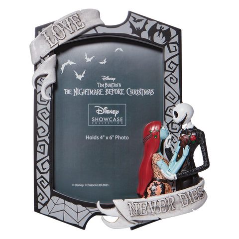 Enesco Jack and Sally front view frame showing characters and silver finish for display