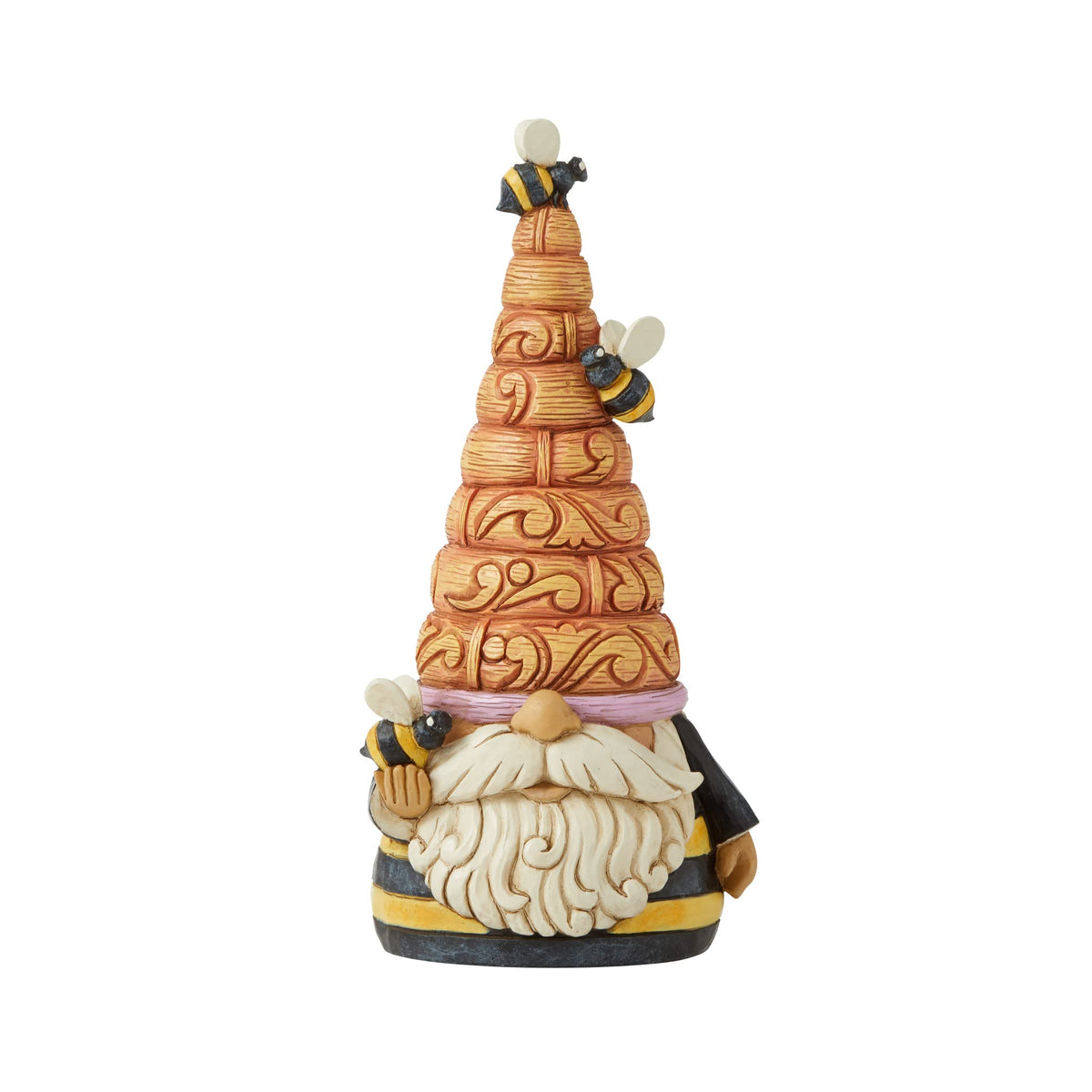 Enesco Jim Shore gnome front view showing cheerful bumblebee design and decorative charm