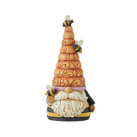 Enesco Jim Shore gnome front view showing cheerful bumblebee design and decorative charm