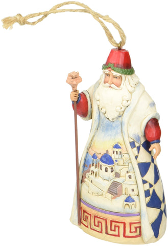 Enesco Jim Shore Greek Santa front view showing hand-painted details and cultural motifs for festive display
