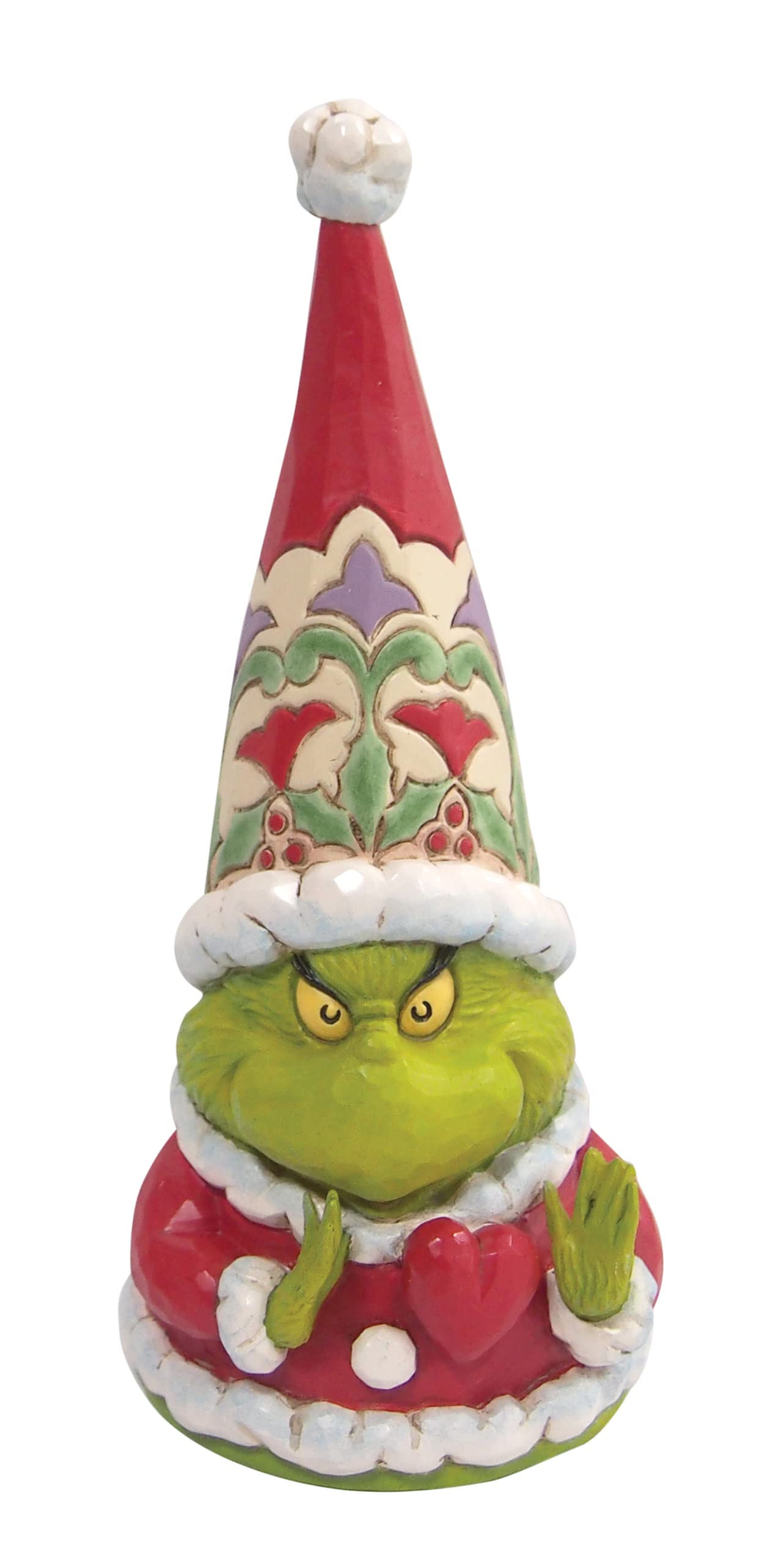 Enesco Jim Shore Grinch gnome front view showing hand-painted detail and collectible appeal
