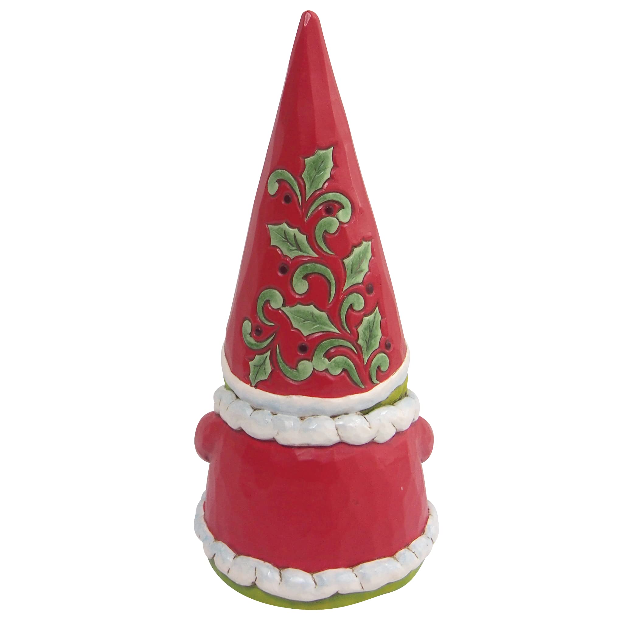 Enesco Jim Shore Grinch gnome hat detail highlighting holly and quilt pattern craftsmanship