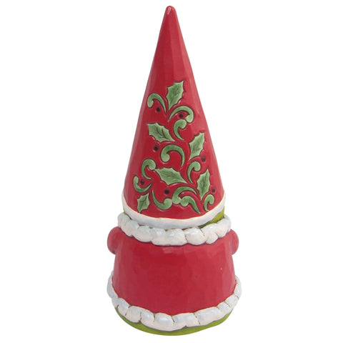 Enesco Jim Shore Grinch gnome hat detail highlighting holly and quilt pattern craftsmanship