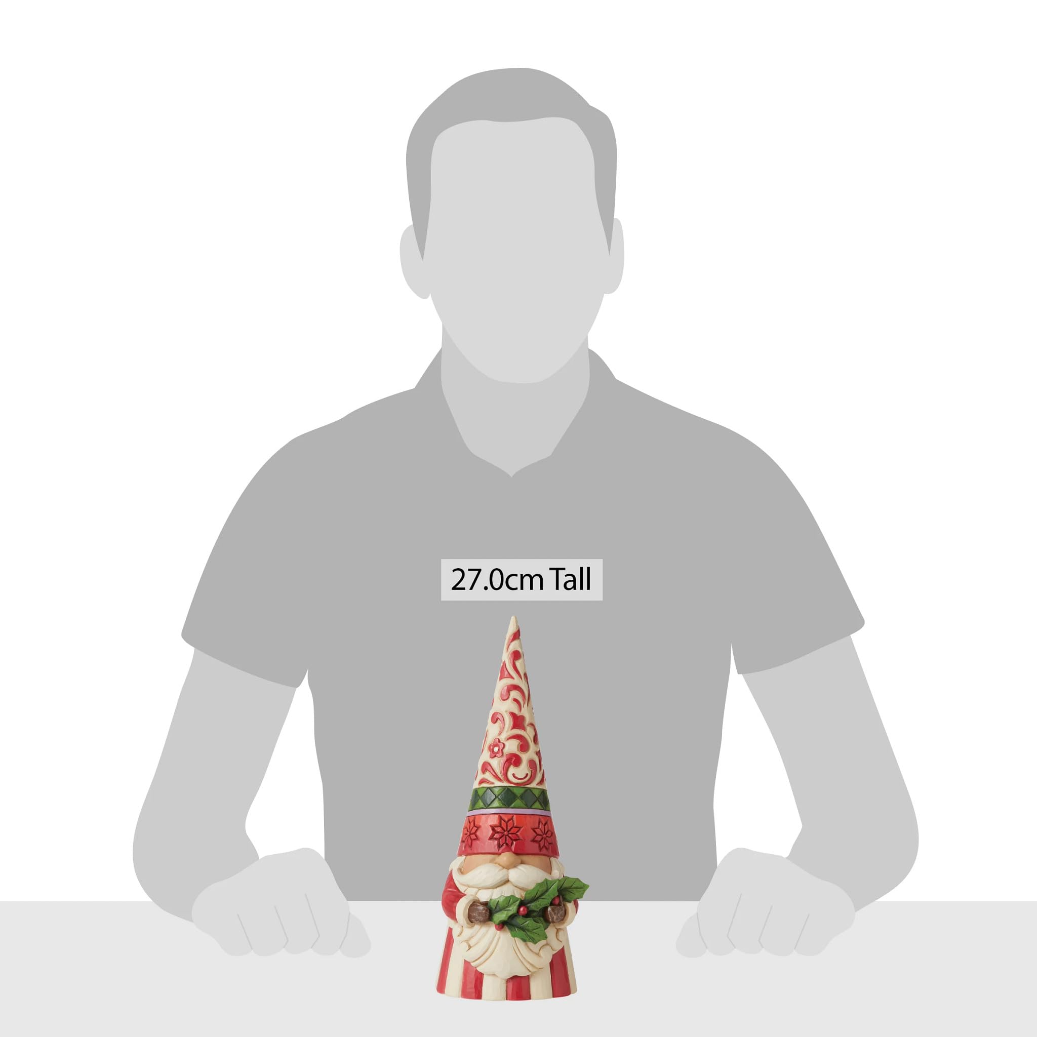 Enesco Jim Shore gnome holding holly showing seasonal accent and texture