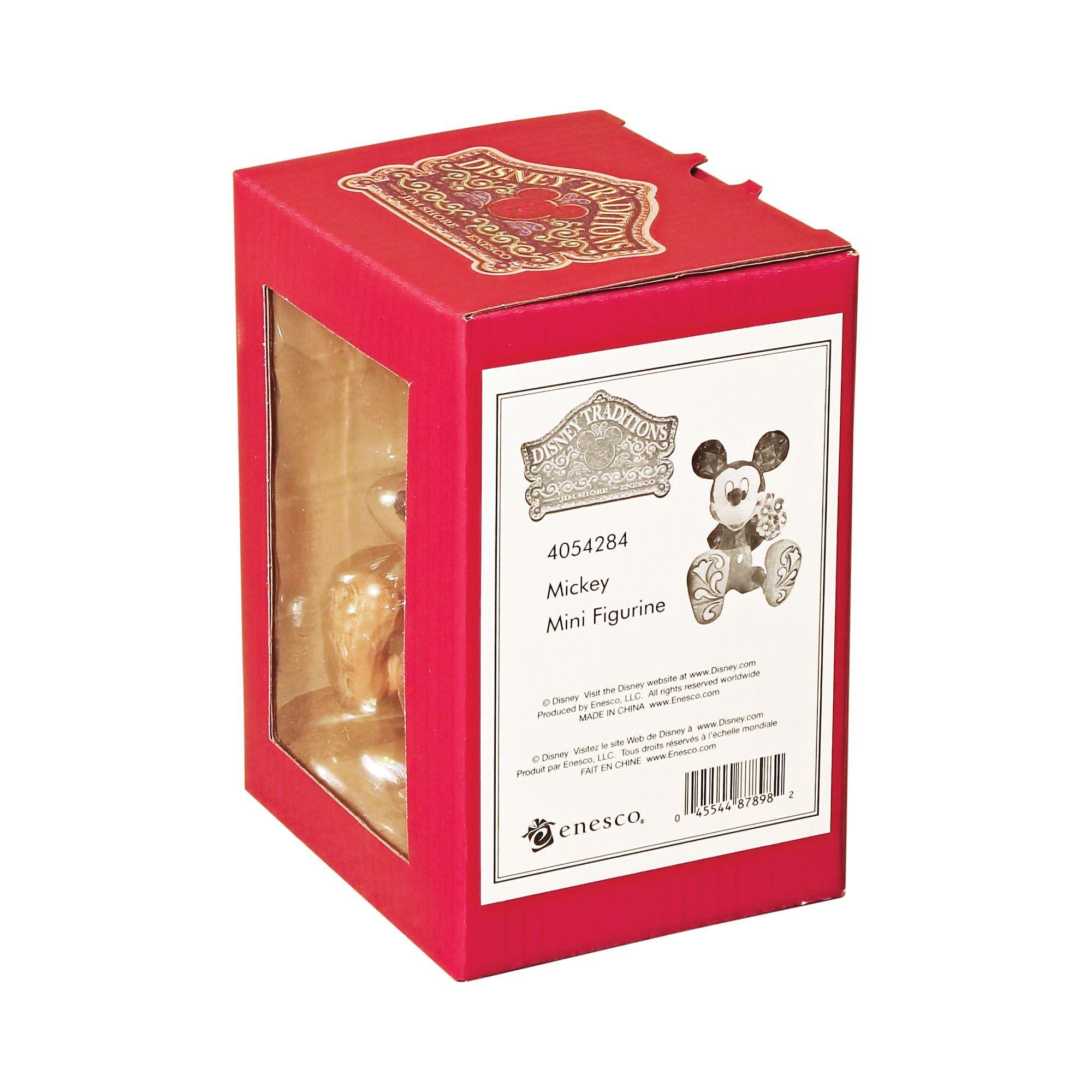 Enesco Jim Shore Mini Mickey next to Mini Minnie demonstrating collectible pairing option