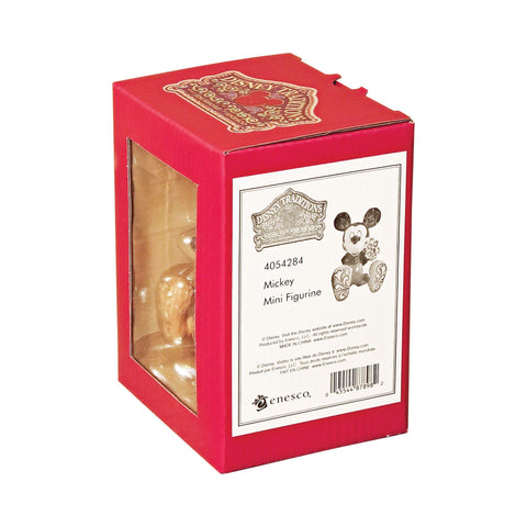 Enesco Jim Shore Mini Mickey next to Mini Minnie demonstrating collectible pairing option