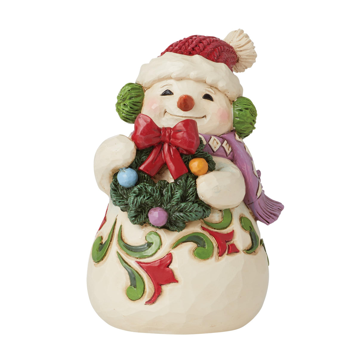 Enesco Jim Shore snowman front view showing painted details and cheerful expression
