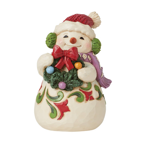 Enesco Jim Shore snowman front view showing painted details and cheerful expression