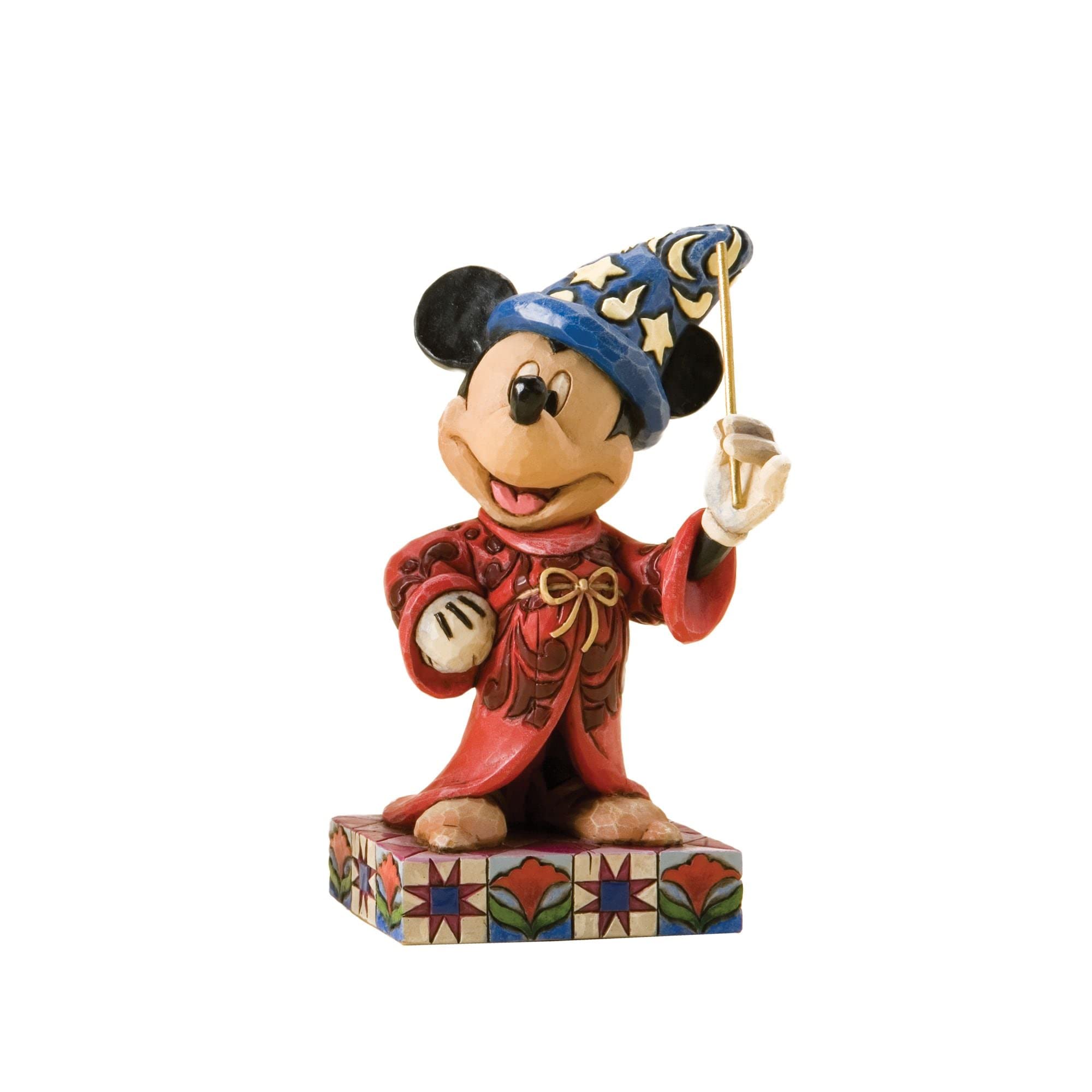Enesco Sorcerer Mickey side profile showing folk art texture and paintwork