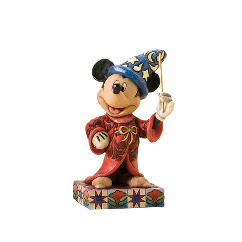 Enesco Sorcerer Mickey side profile showing folk art texture and paintwork