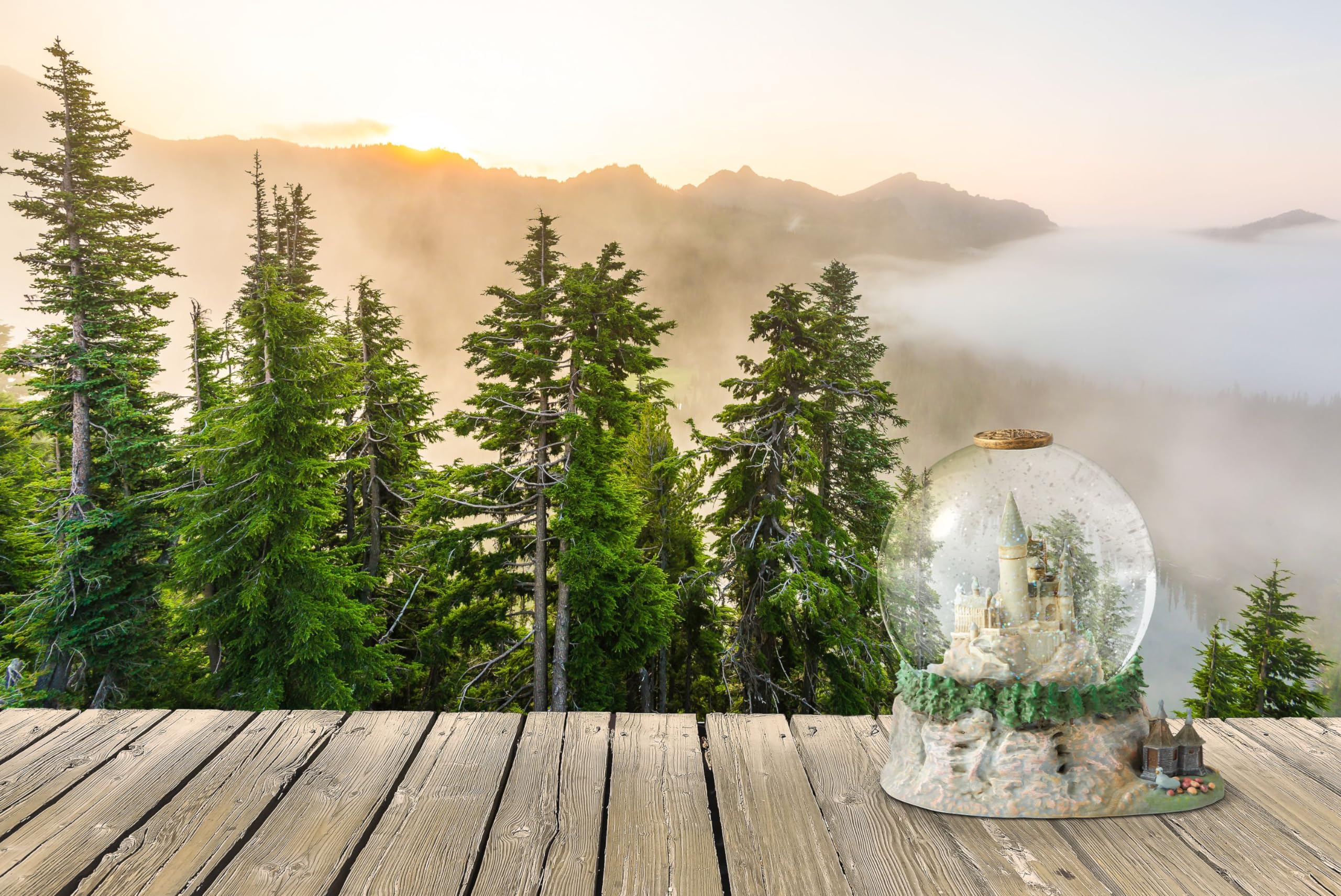 Enesco lifestyle shelf display showing how the globe enhances décor