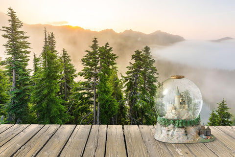 Enesco lifestyle shelf display showing how the globe enhances décor