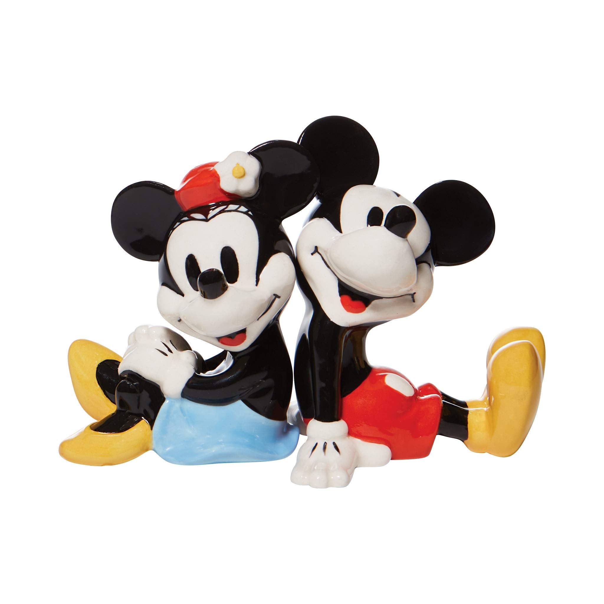 Enesco Mickey and Minnie front view on table, colorful Disney charm
