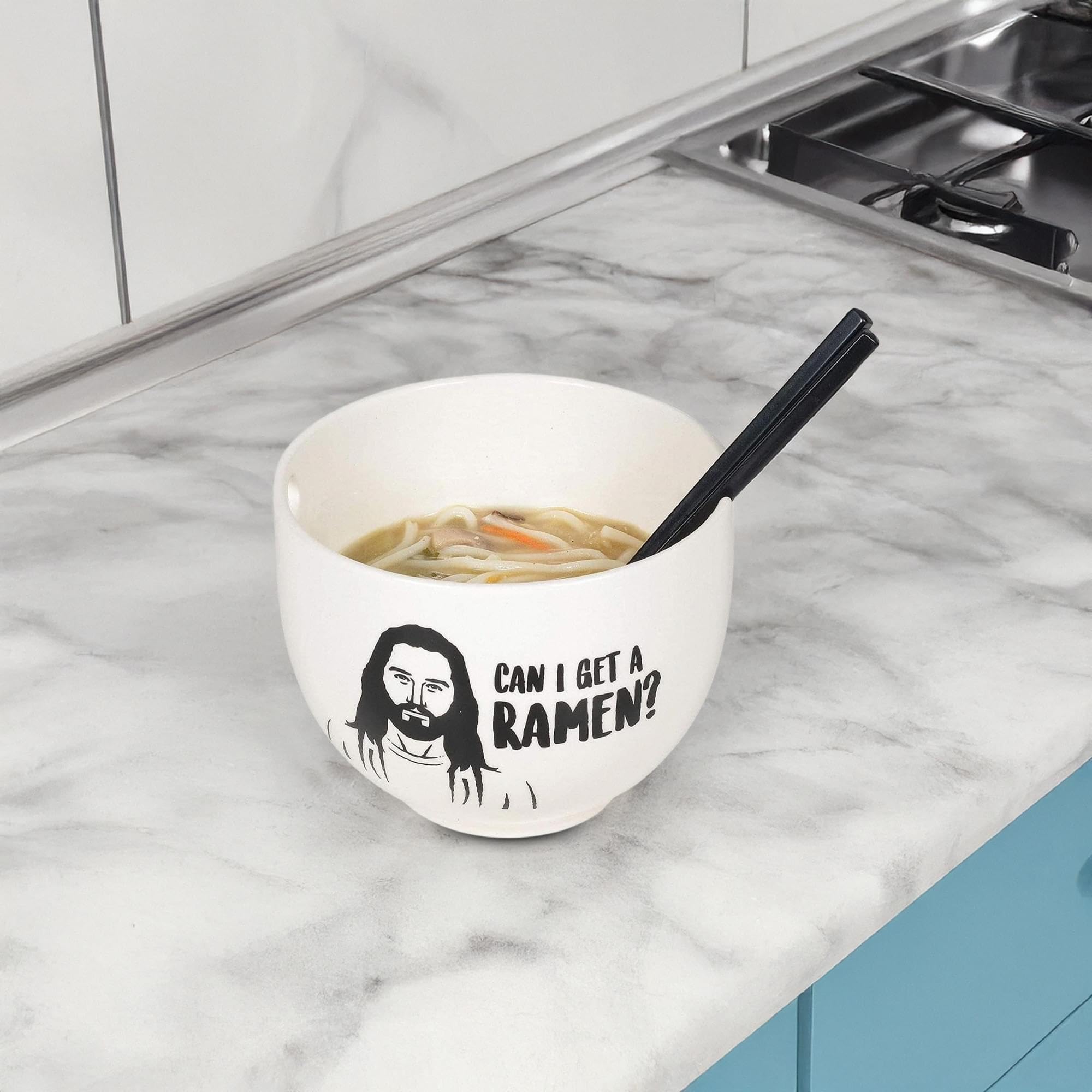 Enesco Our Name is Mud bowl with utensils showing single-serve scale