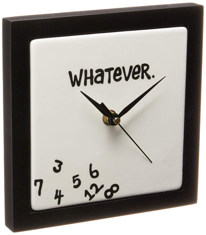 Enesco front view showing scrambled numbers and "Whatever." message for playful décor