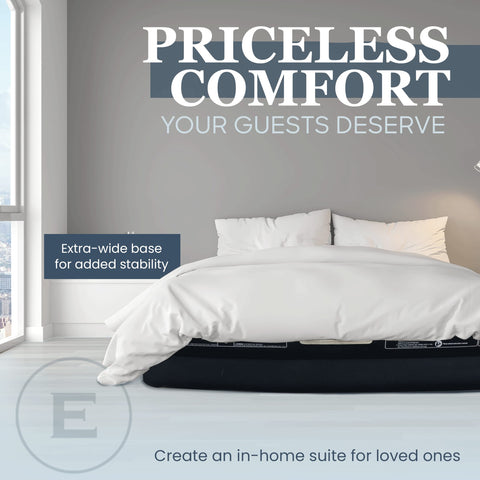Englander mattress beside chair demonstrating compact packed size
