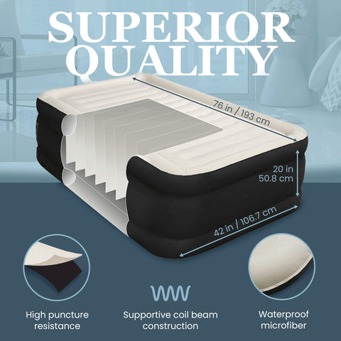 Englander side profile inflated at 20 inches for easier bed access
