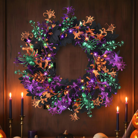 Enhon front door wreath hung on door adds spooky curb appeal