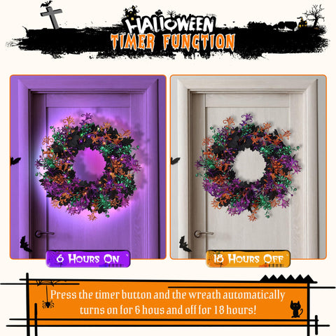 Enhon wreath above fireplace provides eerie seasonal focal point