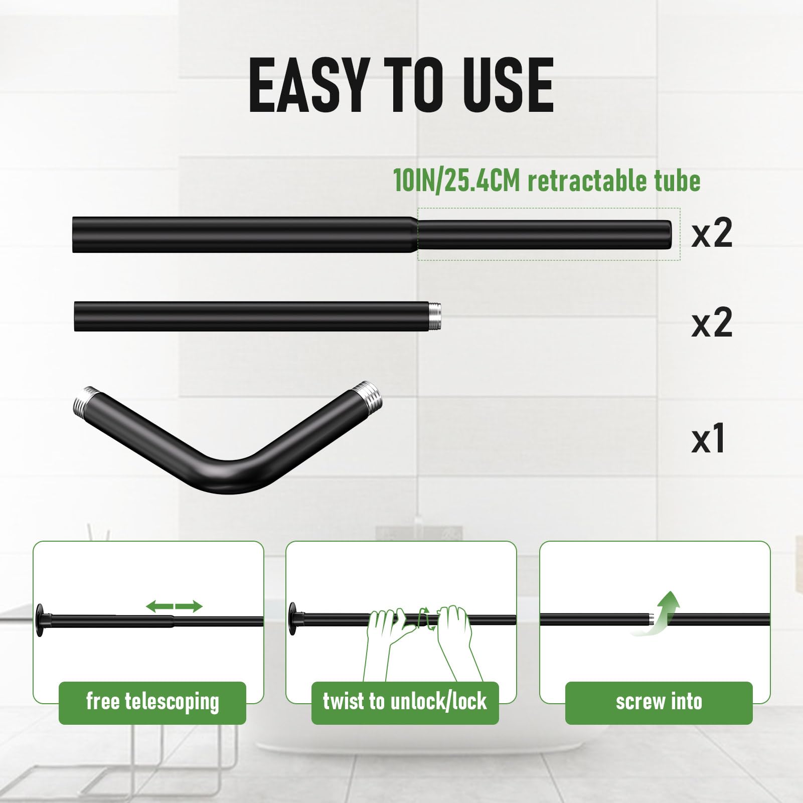 Enicvegw telescoping rod sections demonstrating easy size adjustment benefit
