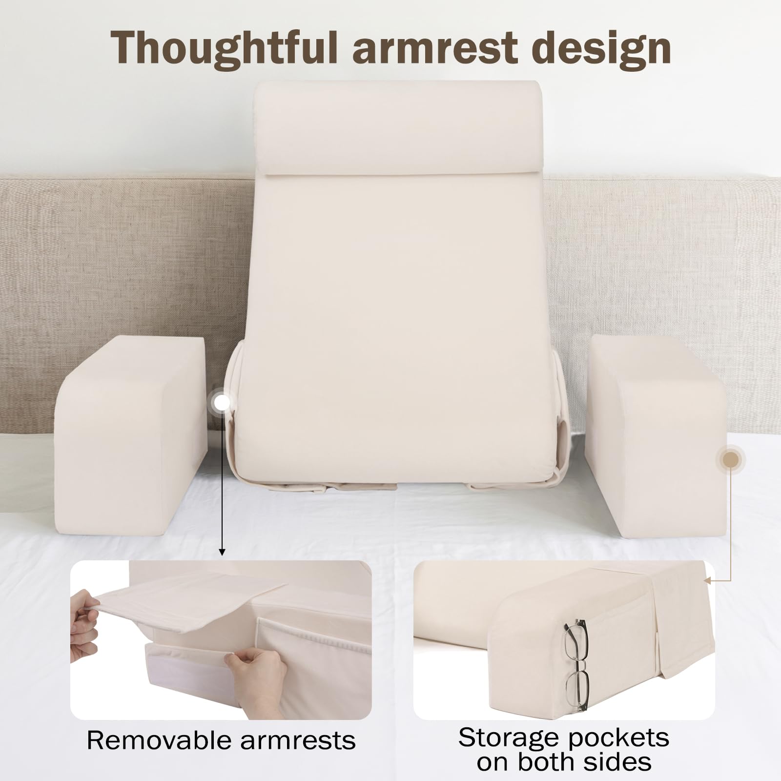 ENITYA armrest pocket detail holding phone and glasses for convenience