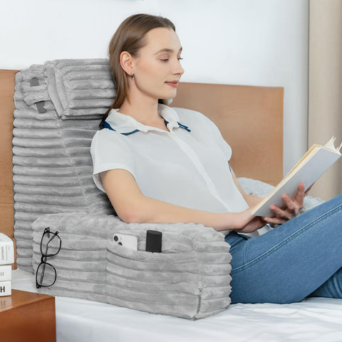 ENITYA front view of XL back pillow showing armrests and pockets for comfort