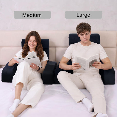 ENITYA in bedroom as reading setup showcasing ergonomic back support