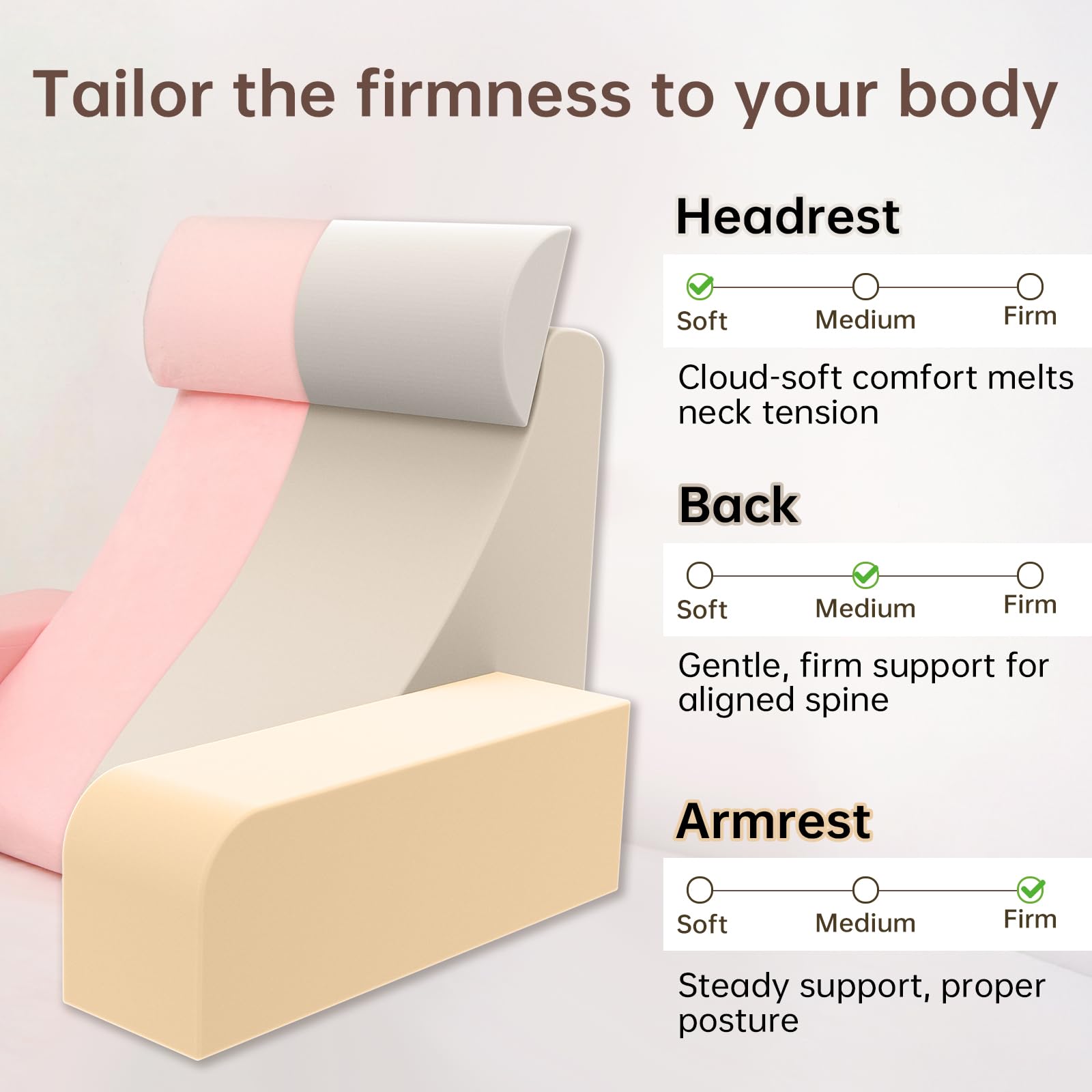 ENITYA side profile demonstrating the 45° wedge angle for improved seated posture