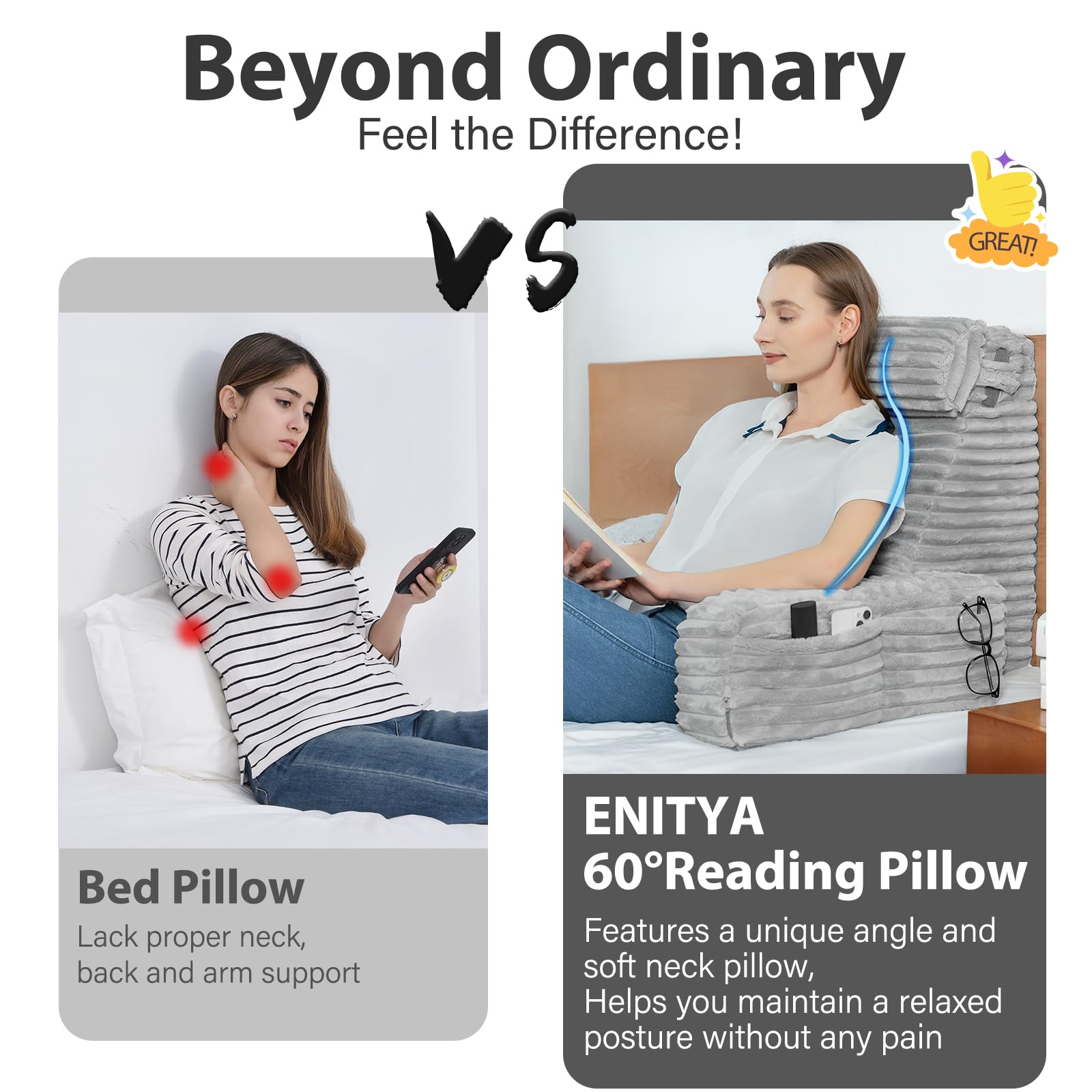 ENITYA side view highlighting armrests and extra-large pockets for convenience