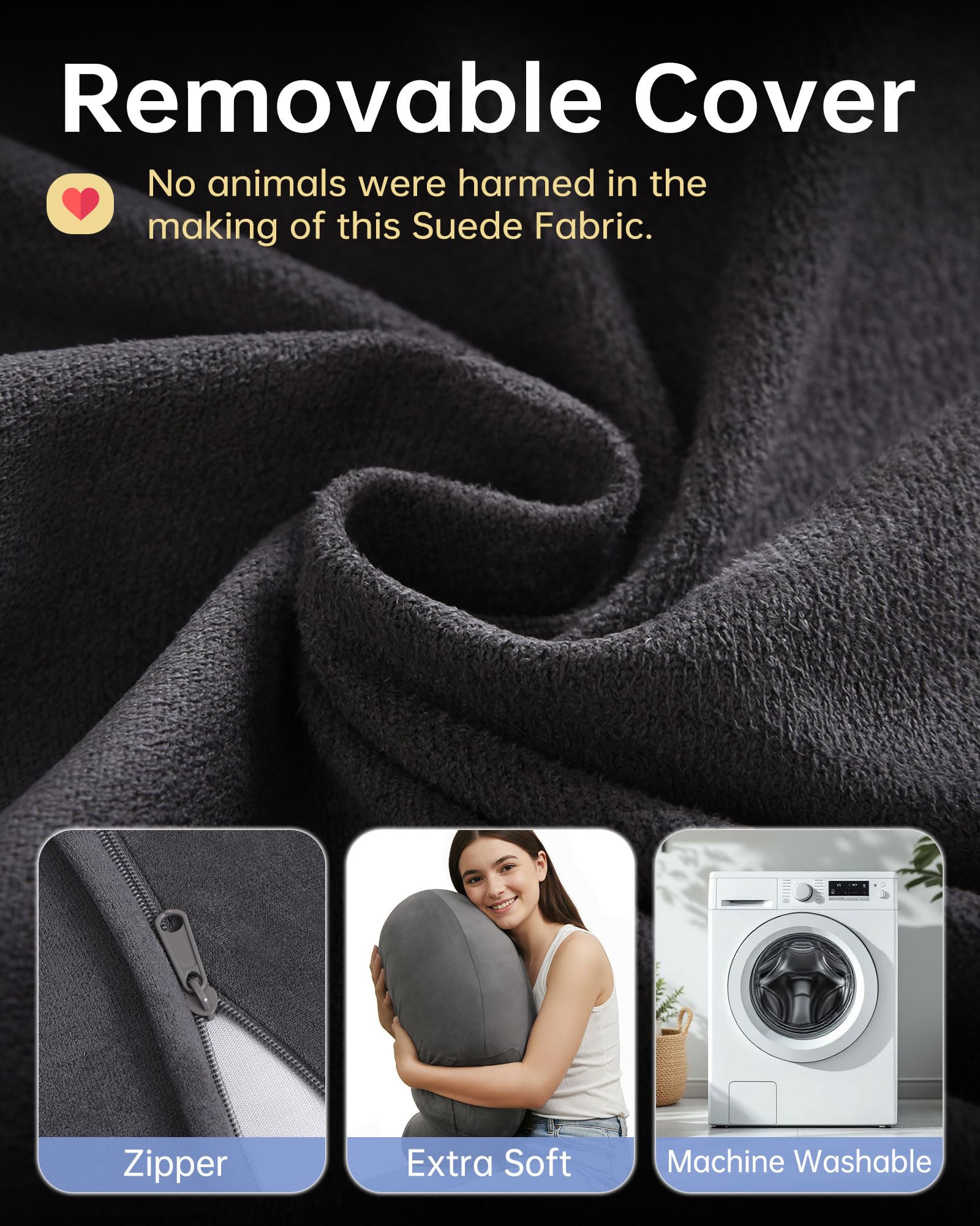 ENITYA suede fabric texture detail offering soft, breathable comfort