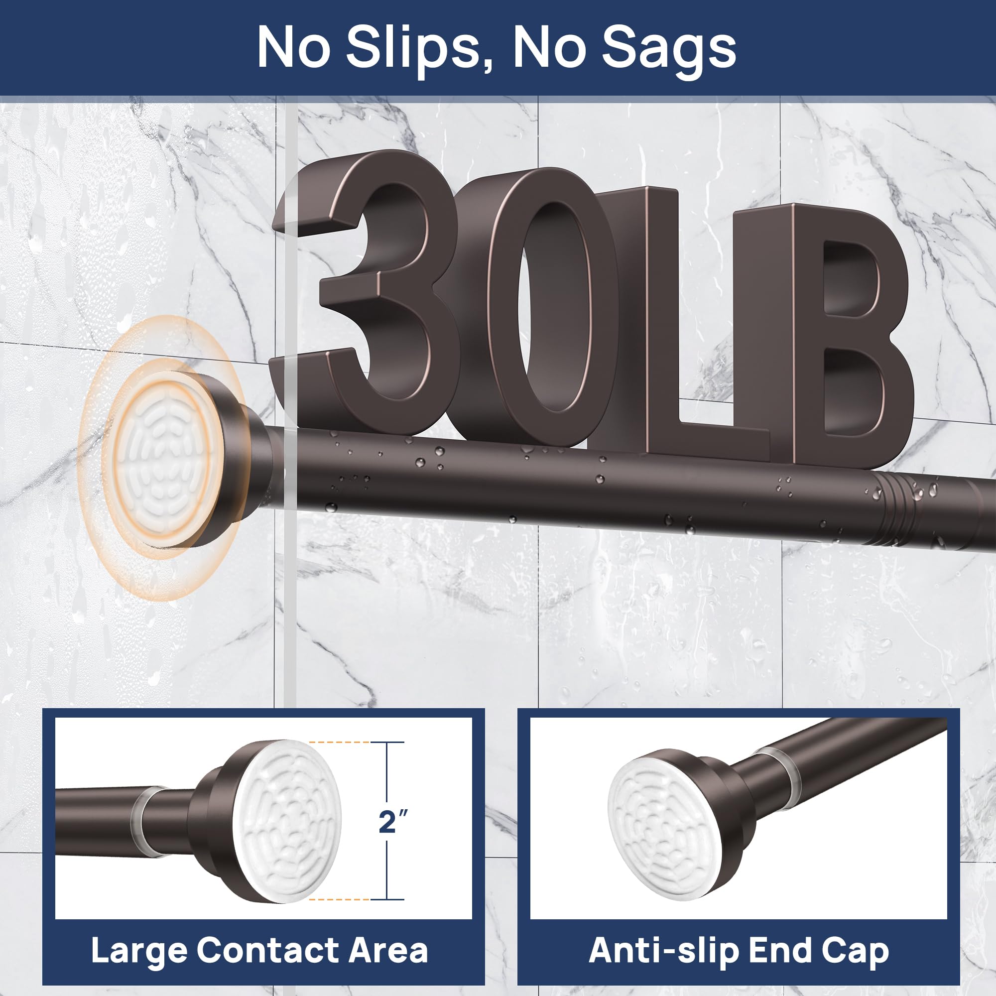 ENJOYBASICS rod installed in shower demonstrating no-drill waterproof solution