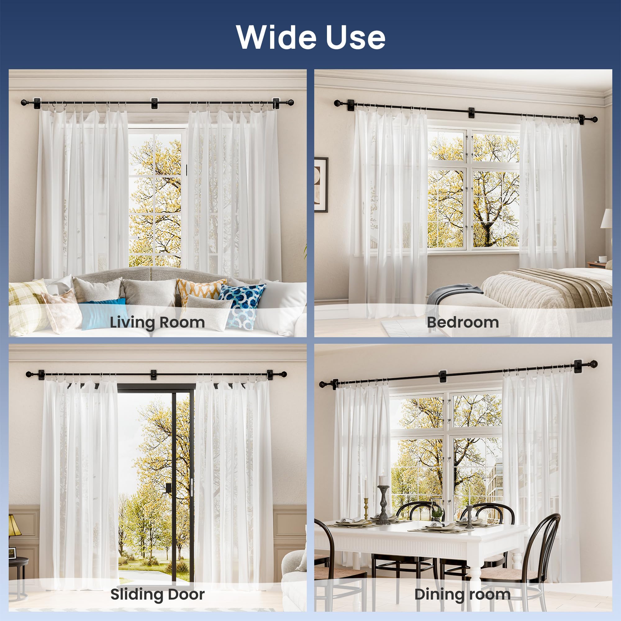 ENJOYBASICS rod with drapes open showing smooth curtain movement benefit