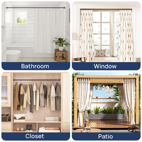 ENJOYBASICS rod beside tape measure illustrating 32-to-66-inch adjustable range