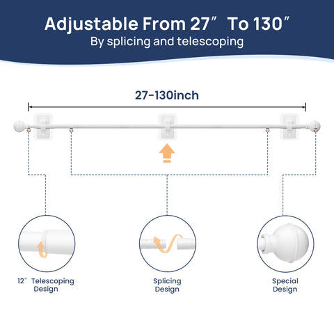 ENJOYBASICS telescoping rod fully extended illustrating adjustable fit benefit