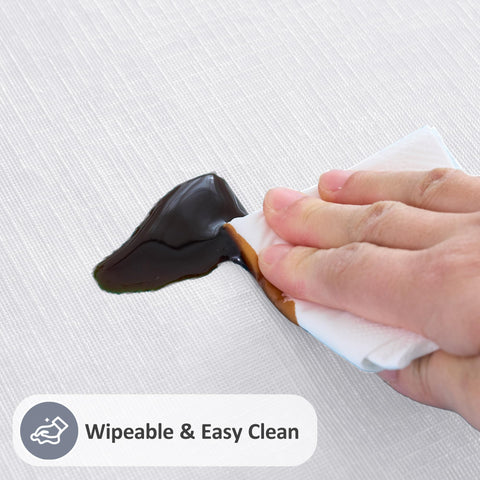 Enjoyidea tablecloth edge and corner on rectangular table demonstrating precise fit and coverage