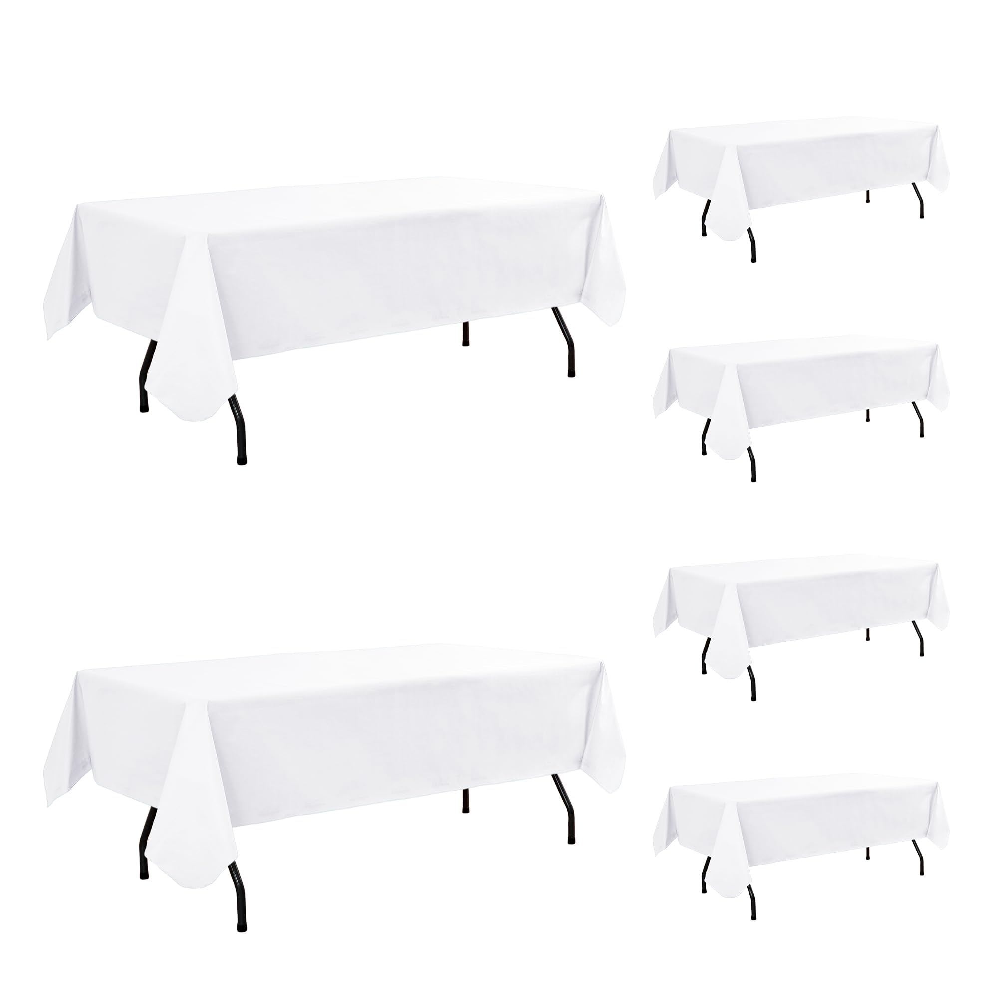 Enjoyidea front view of white 6ft vinyl tablecloth showing neat packaging and easy setup