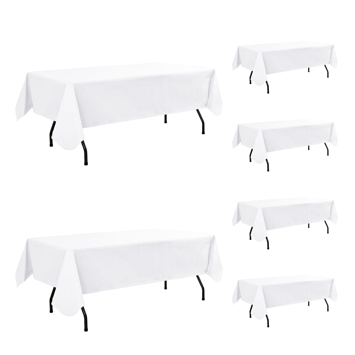 Enjoyidea front view of white 6ft vinyl tablecloth showing neat packaging and easy setup